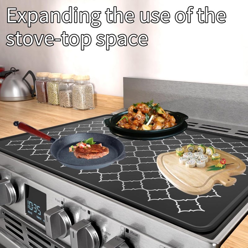 Nyoria Electric Stove Top Cover Protector - Glass Flat Top Stove Mat 28” x 20“ Oven Induction Cooktop Mat for Ceramic RV Countertop Mats Heat-Resistant Dish Drying Mat - Black - Image 4